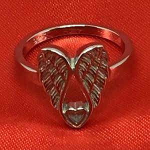 925 Sterling Silver Angel Wings with Heart Ring